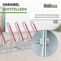 TRUTZHOLM Fahrradständer höhenversetzt 2x2 für 4 Fahrräder 140x40x83 cm Anlehnbügel mit rotem Lack Stahl feuerverzinkt