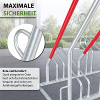 TRUTZHOLM Fahrradständer höhenversetzt 2x2 für 4 Fahrräder 140x40x83 cm Anlehnbügel mit rotem Lack Stahl feuerverzinkt