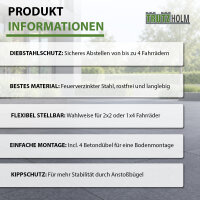 TRUTZHOLM Fahrradständer höhenversetzt 2x2 für 4 Fahrräder 140x40x83 cm Anlehnbügel mit rotem Lack Stahl feuerverzinkt