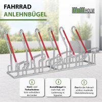 TRUTZHOLM Fahrradständer höhenversetzt 2x3 für 6 Fahrräder 210x40x85 cm Anlehnbügel mit rotem Lack Stahl feuerverzinkt