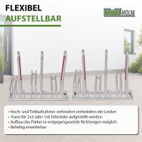 TRUTZHOLM Fahrradständer höhenversetzt 2x3 für 6 Fahrräder 210x40x85 cm Anlehnbügel mit rotem Lack Stahl feuerverzinkt