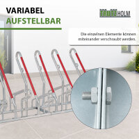 TRUTZHOLM Fahrradständer höhenversetzt 2x3 für 6 Fahrräder 210x40x85 cm Anlehnbügel mit rotem Lack Stahl feuerverzinkt