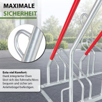 TRUTZHOLM Fahrradständer höhenversetzt 2x3 für 6 Fahrräder 210x40x85 cm Anlehnbügel mit rotem Lack Stahl feuerverzinkt