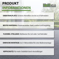 TRUTZHOLM Fahrradständer höhenversetzt 2x3 für 6 Fahrräder 210x40x85 cm Anlehnbügel mit rotem Lack Stahl feuerverzinkt