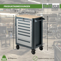Werkstattwagen 99x82 cm Werkzeugwagen 7 Schubladen mit Holzplatte Einlassgriffe