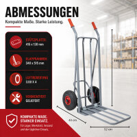 Ravendo Sackkarre mit Easy-Tip 250 kg grau Stahl mit Luftbereifung 2 Plattformen klappbar