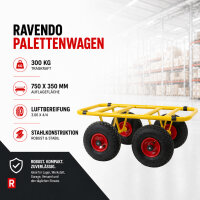 Ravendo Plattenwagen 300 kg Tragkraft Stahl Gelb Luftbereifung Plattentransportwagen