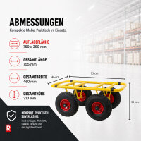 Ravendo Plattenwagen 300 kg Tragkraft Stahl Gelb Luftbereifung Plattentransportwagen