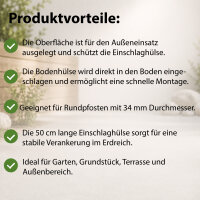 Bodenhülse Einschlaghülse für Ø 34 mm Bodeneinschlaghülse 50 cm Länge Zaunpfahl verzinkt Aufnahme 100x100 mm
