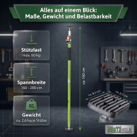 2x Einhandstütze 160–290 cm Montagestütze Deckenstütze Teleskopstütze 60 kg höhenverstellbar