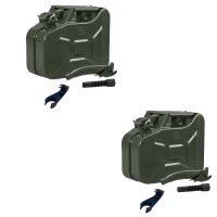 2x Benzinkanister Kraftstoffkanister Metall 10 Liter Oliv...