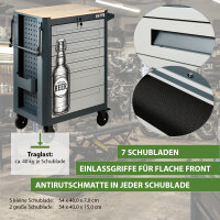 Werkstattwagen mit 254-tlg. Werkzeugset, 7 Schubladen, Holzplatte und 6 Werkzeugeinlagen