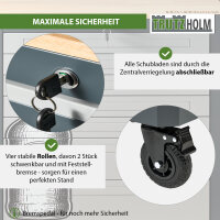 Werkstattwagen mit 254-tlg. Werkzeugset, 7 Schubladen, Holzplatte und 6 Werkzeugeinlagen
