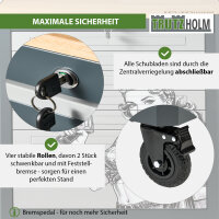 Werkstattwagen mit 254-tlg. Werkzeugset, 7 Schubladen, Holzplatte und 6 Werkzeugeinlagen