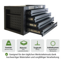 Werkzeugkiste 68x46x40 cm 4 Schubladen bestückt 4 Werkzeugeinlagen 132 tlg. Werkzeugset