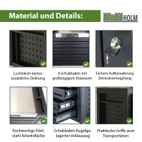 Werkzeugkiste 68x46x40 cm 4 Schubladen bestückt 4 Werkzeugeinlagen 132 tlg. Werkzeugset