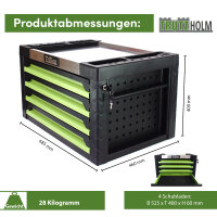 Werkzeugkiste 68x46x40 cm 4 Schubladen grün bestückt 4 Werkzeugeinlagen 132 tlg. Werkzeugset