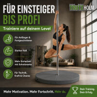 TRUTZHOLM Pole Dance Stange Ø 45 mm 223–274 cm Static & Spinning ohne Bohren inkl. Schutzmatte grau Ø 120 cm