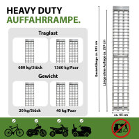 TRUTZHOLM Auffahrrampe klappbar Länge 305 cm Traglast 680 kg Alu Heavy Duty Motorradrampe