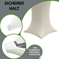 100x Stehtischhusse Stretch beige Partytisch Bistrotisch 80cm