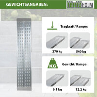 TRUTZHOLM 1x Auffahrrampe 200 x 28 cm 270 kg Alu gelocht starr grau Verladerampe Motorradrampe