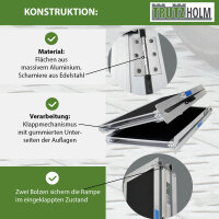 TRUTZHOLM Rollstuhlrampe 183 cm Traglast 272 kg Alu 2-fach klappbar friktionsbeschichtet Kofferrampe