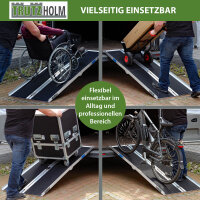 TRUTZHOLM Rollstuhlrampe 183 cm Traglast 272 kg Alu 2-fach klappbar friktionsbeschichtet Kofferrampe