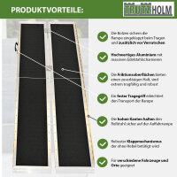 TRUTZHOLM Rollstuhlrampe 183 cm Traglast 272 kg Alu 2-fach klappbar friktionsbeschichtet Kofferrampe