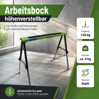 2x Arbeitsbock höhenverstellbar bis 91 cm Unterstellbock Stützbock Klappbock Gerüstbock