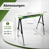 2x Arbeitsbock höhenverstellbar bis 91 cm Unterstellbock Stützbock Klappbock Gerüstbock